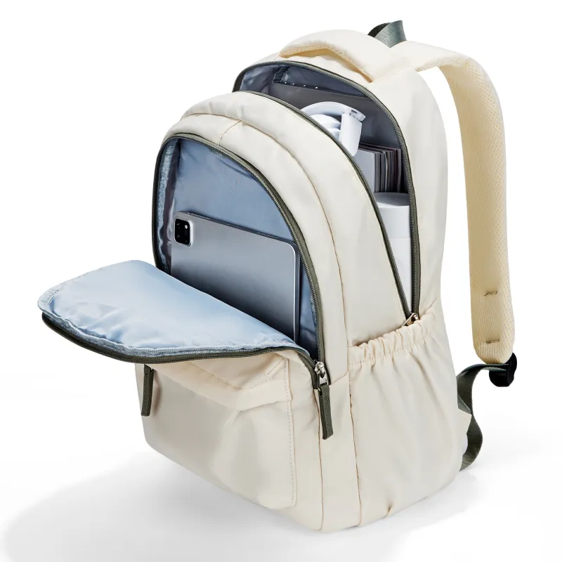 KEYSTREET Fabric Backpack Unisex Ecru/Classic Black/Haze Blue/Mint Green-32