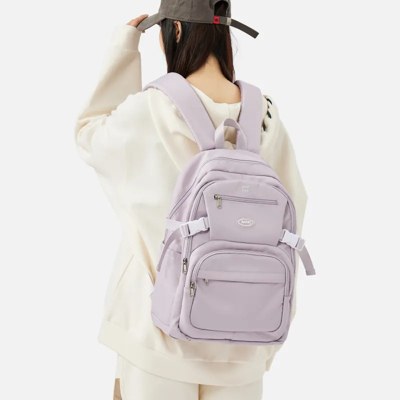 QING QI ZHE Fabric Backpack Laptop Bag Backpack Regular Unisex Black/Ecru/Blue/Purple/Gray/Green-14