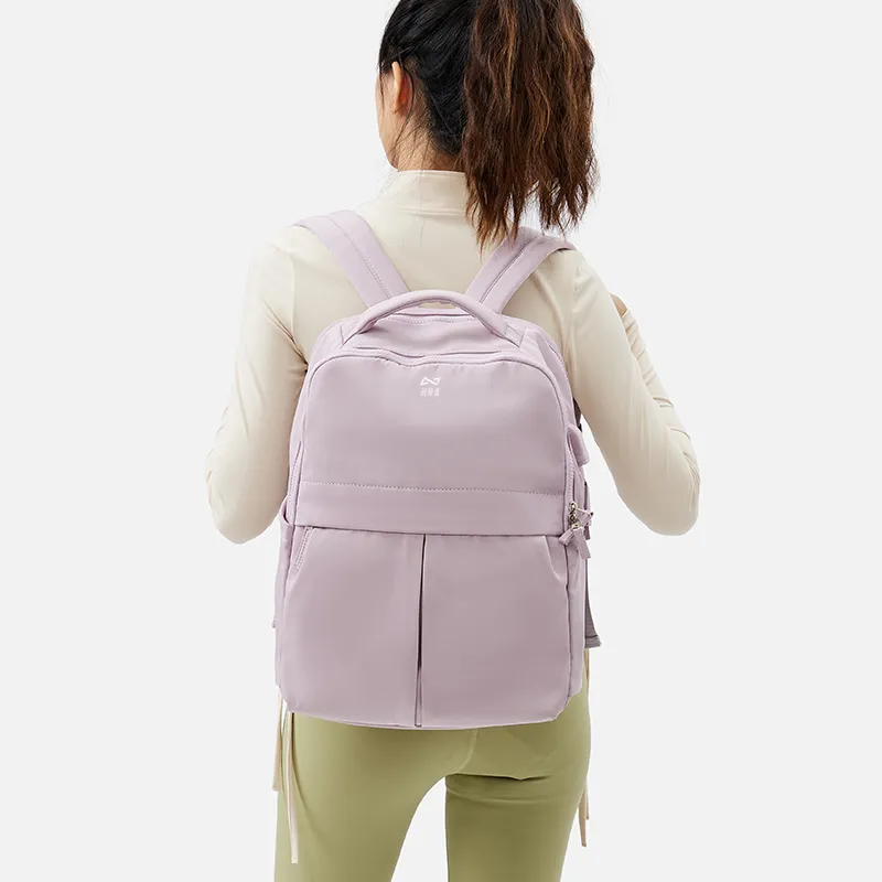 QING QI ZHE Fabric Laptop Bag Travel Bag Backpack Unisex Black/Gray/Blue/Green/Ecru/Purple-42