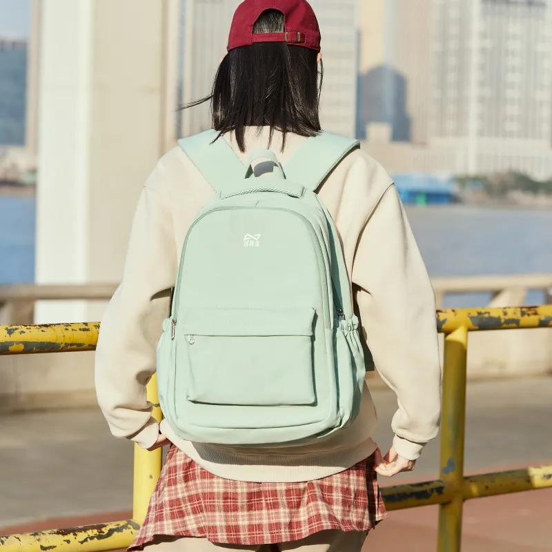 KEYSTREET Fabric Backpack Unisex Ecru/Classic Black/Haze Blue/Mint Green-25