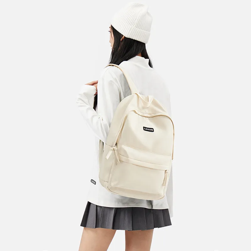QING QI ZHE Canvas Backpack Backpack Backpack Travel Bag Regular Unisex Black/White/Gray-5