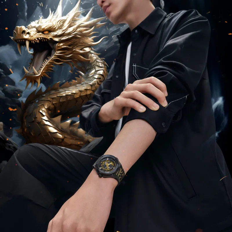 Fiyta Interstellar Series GA35016.BBB Automatic Mechanical Movement Silicone Strap Watch Men's Watches Cut Out Dial-5