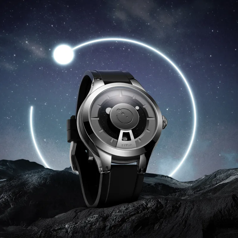 Fiyta GA35003.WBB Automatic Mechanical Movement Silicone Strap Watch Men's Watches Black Dial-1