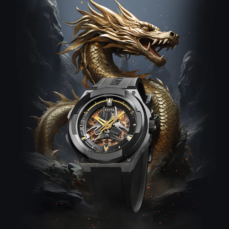 Fiyta Interstellar Series GA35016.BBB Automatic Mechanical Movement Silicone Strap Watch Men's Watches Cut Out Dial-1