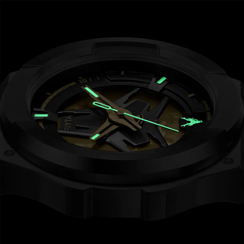Fiyta Interstellar Series Automatic Mechanical Movement Silicone Strap Watch Men's Watches Gold Dial-4