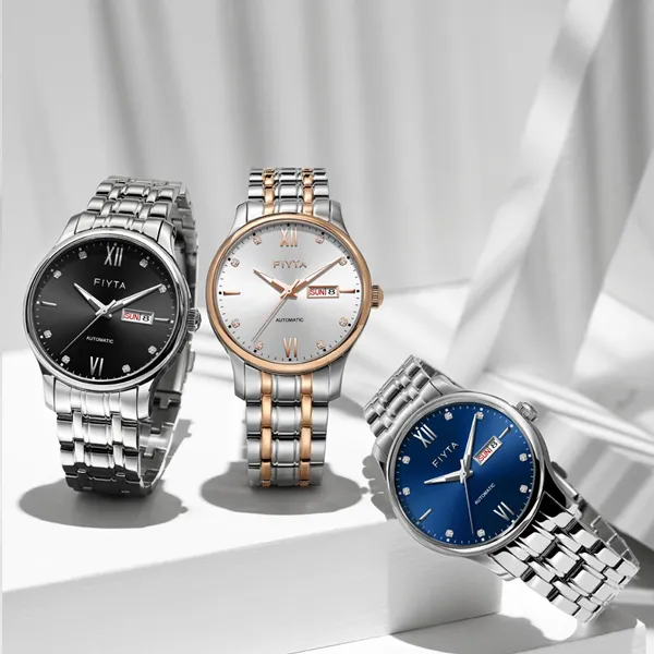 Fiyta Classic Collection Automatic Mechanical Movement Stainless Steel Strap Watch Men's Watches Black Dial-2