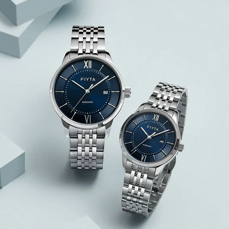 Fiyta Automatic Mechanical Movement Stainless Steel Strap Watch Men's Watches Blue Dial-4