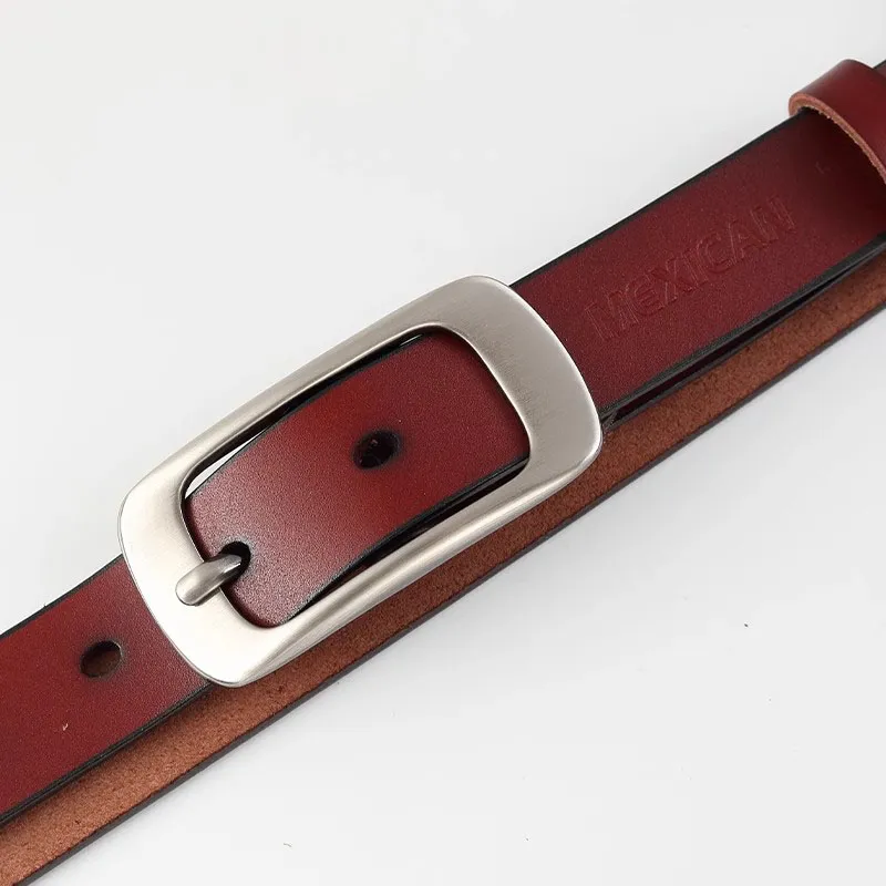 MEXICAN Cow Split Leather Leather Belts Women's Width 2.3cm-3
