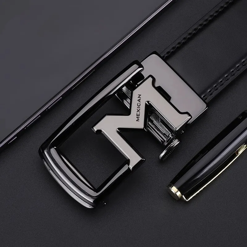 MEXICAN Split Cow Leather Belts Men's 3.5cm-1