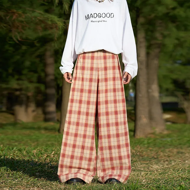 Madgood Casual Pants Unisex Orange Plaid-4
