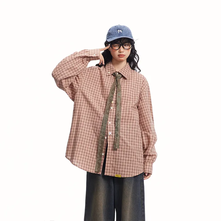 Saotome Shirt Women's Pink Plaid-3