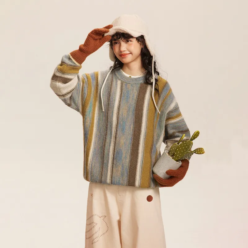 Saotome Sweater Unisex Oil Painting Blue Gray-5