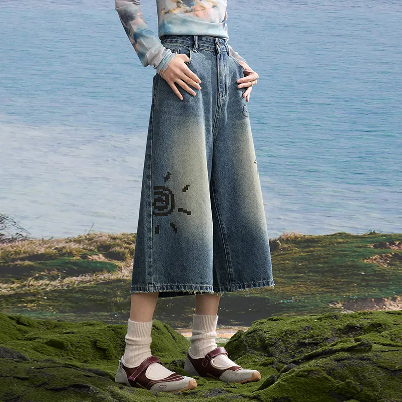 Madgood Denim Shorts Unisex Nostalgic Blue Comes With Earphone Case-4