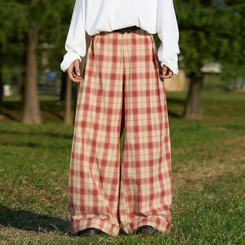 Madgood Casual Pants Unisex Orange Plaid-2