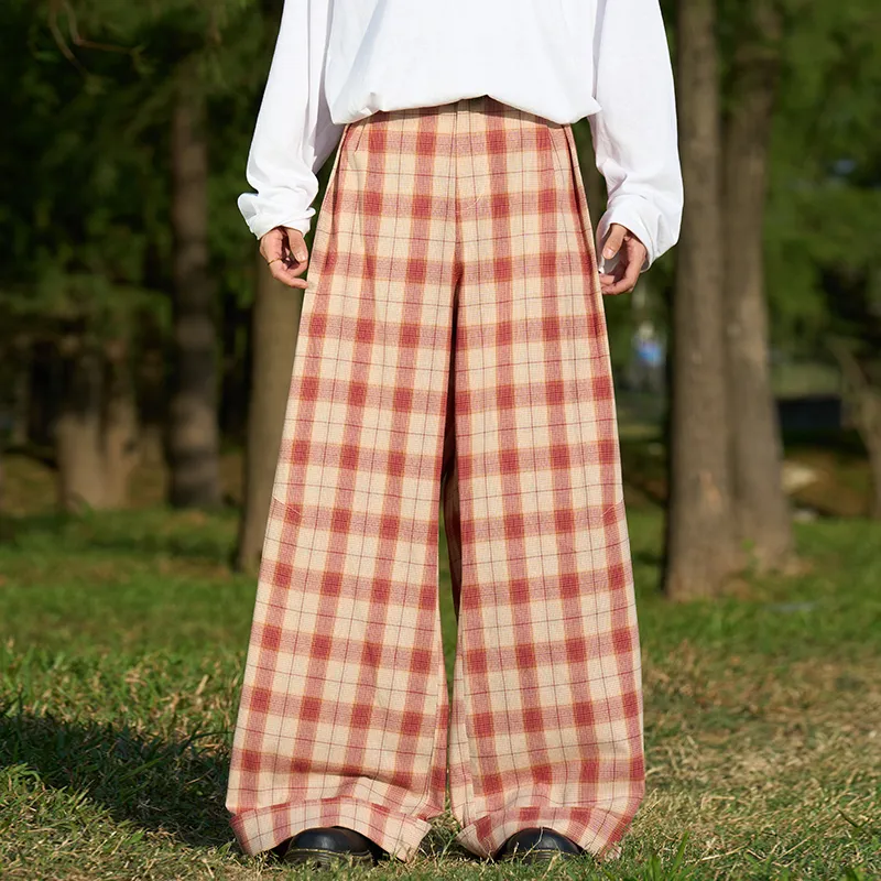 Madgood Casual Pants Unisex Orange Plaid-3
