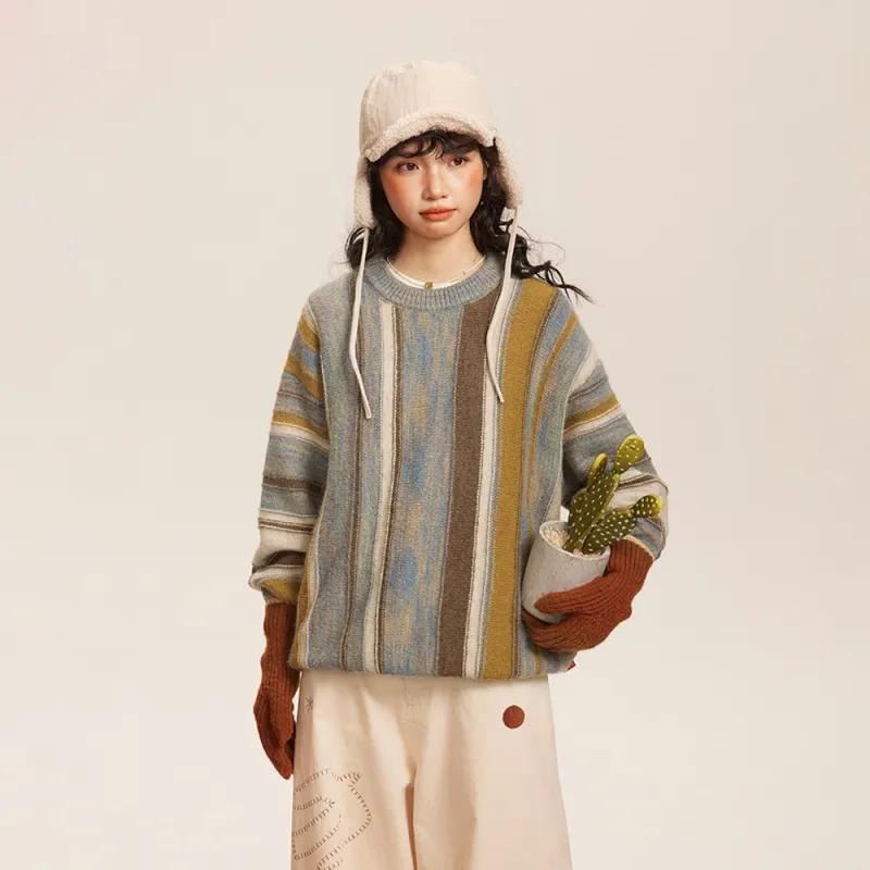 Saotome Sweater Unisex Oil Painting Blue Gray-4