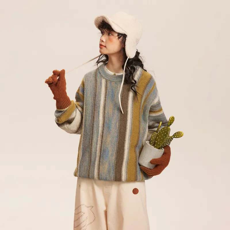 Saotome Sweater Unisex Oil Painting Blue Gray-3