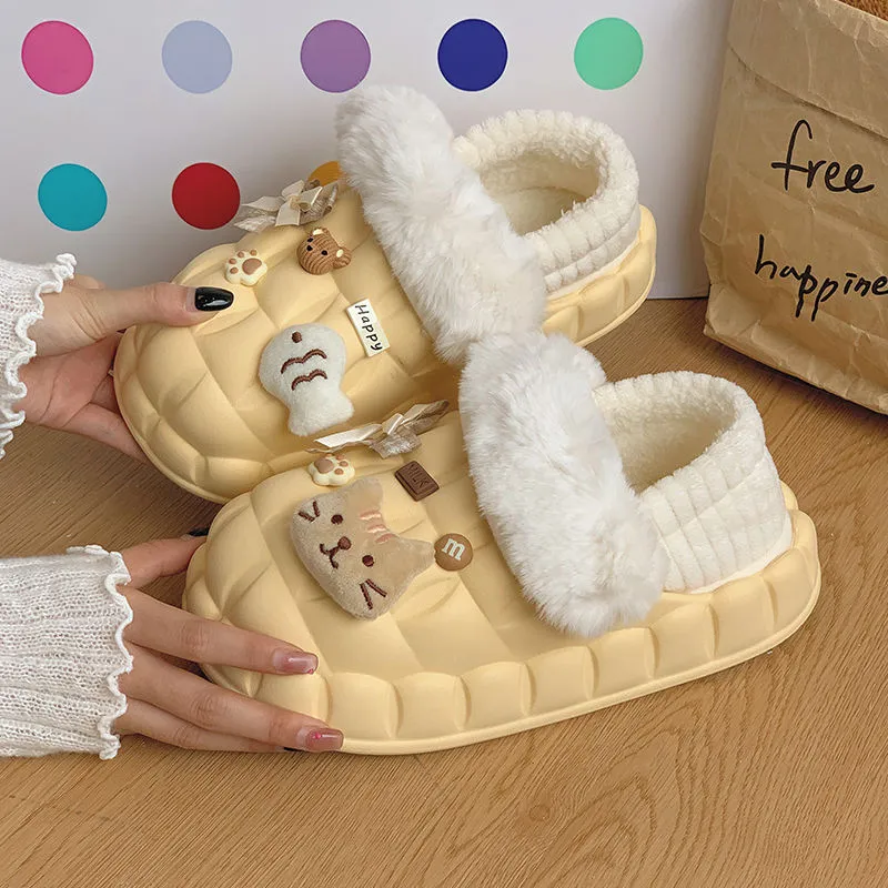 FGHGF Cotton Slipper Home Slippers White/Yellow/Pink-9