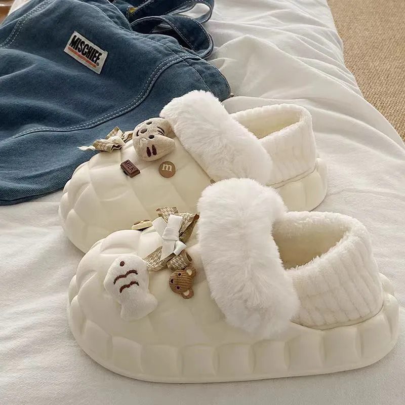 FGHGF Cotton Slipper Home Slippers White/Yellow/Pink-1