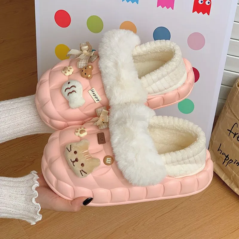 FGHGF Cotton Slipper Home Slippers White/Yellow/Pink-6