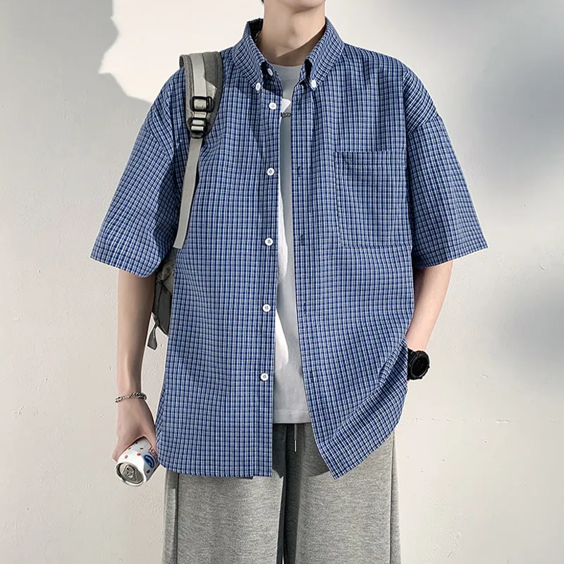 Cost Per Kilo Shirts Unisex Blue Plaid-4
