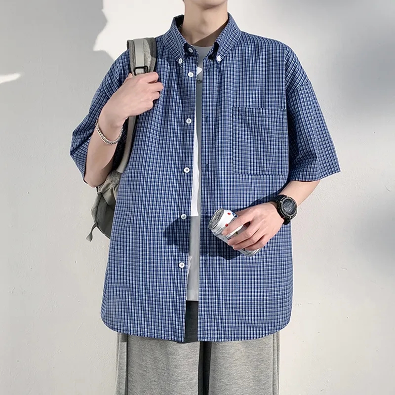 Cost Per Kilo Shirts Unisex Blue Plaid-3