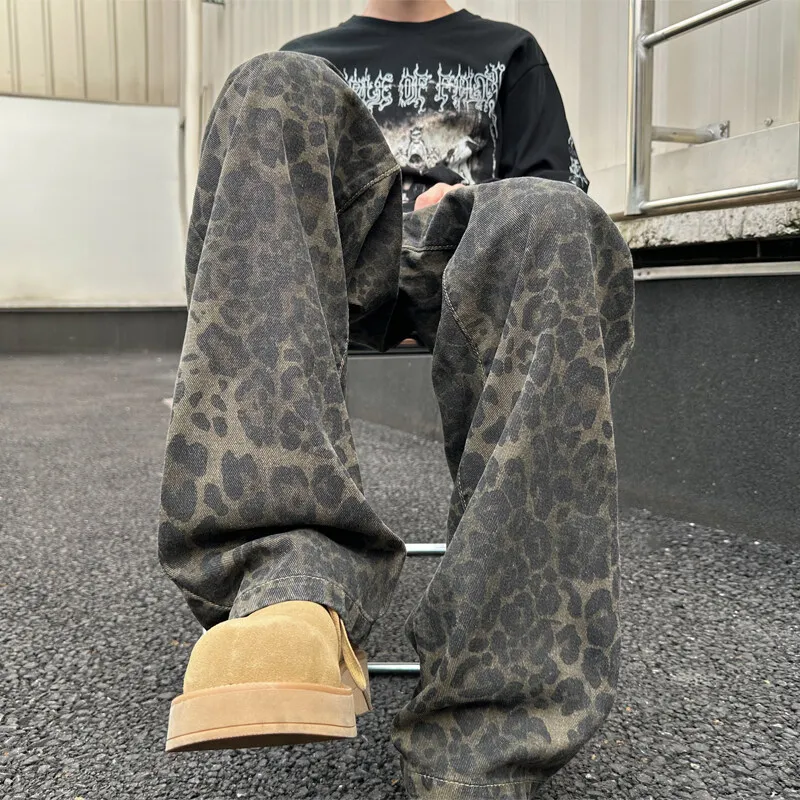 Cost Per Kilo SS25 Jeans Unisex Leopard Print-2