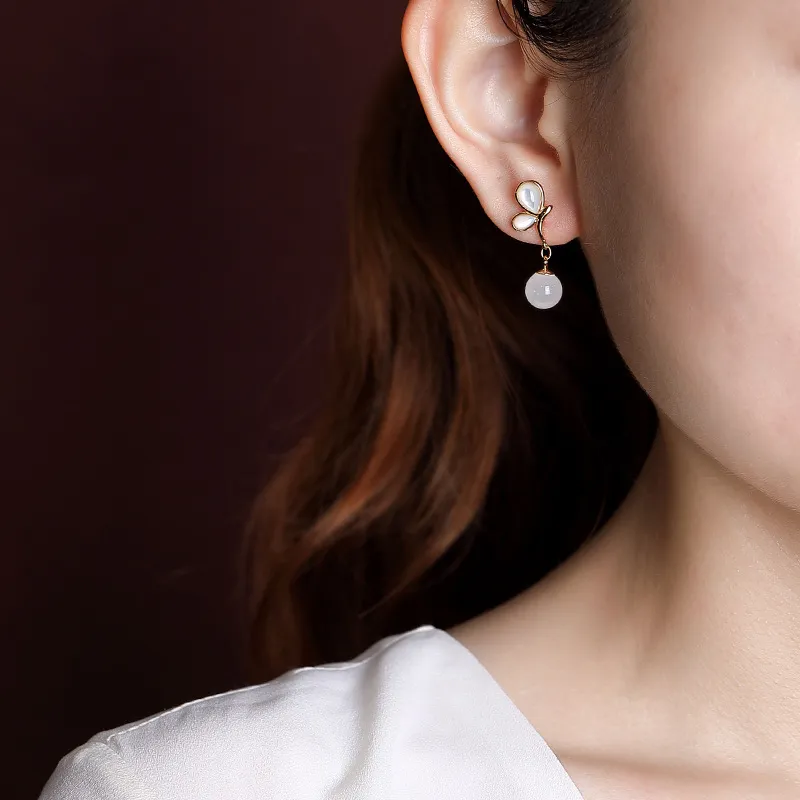 Royal Heaven's Choice Hetian Jade Earrings White Jade Unisex-2