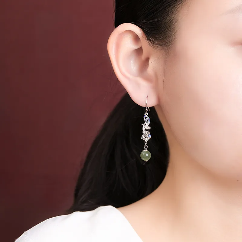 Royal Heaven's Choice Earrings Pale Greenish White Jade Unisex-1