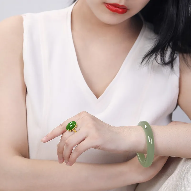Royal Heaven's Choice Bangles Green Jade Women's-1
