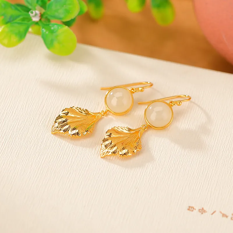 Royal Heaven's Choice Earrings Pale Greenish White Jade Unisex-2