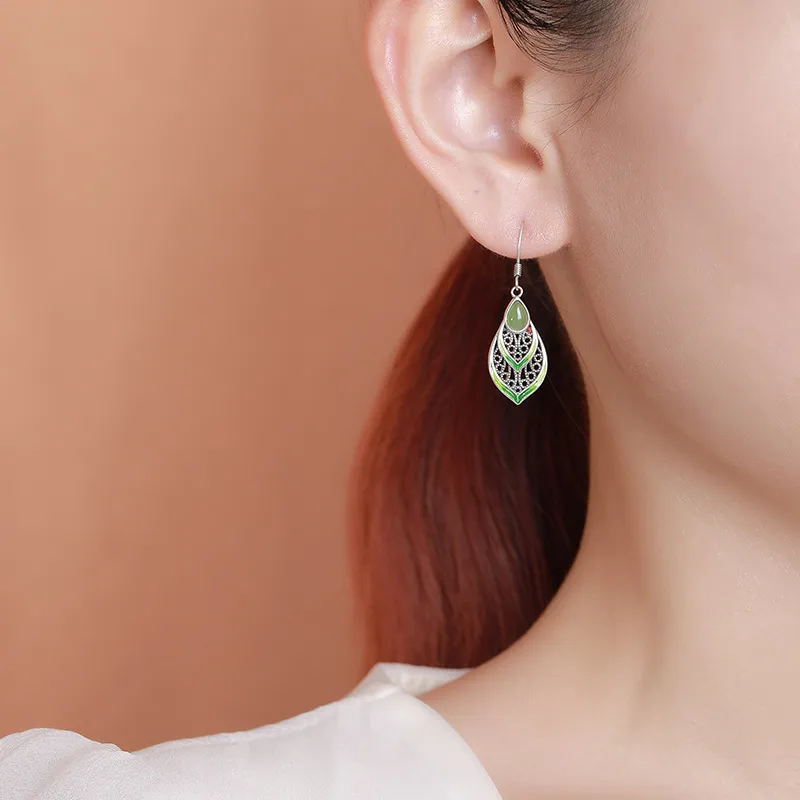 Royal Heaven's Choice Hetian Jade Earrings Jasper Unisex-2
