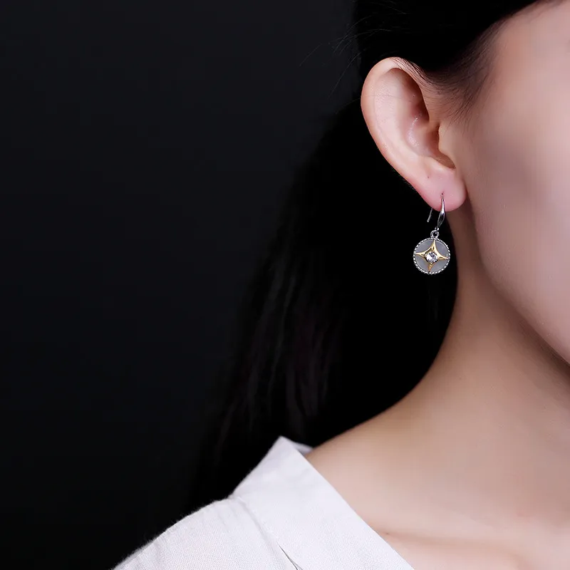 Royal Heaven's Choice Earrings Pale Greenish White Jade Unisex-2