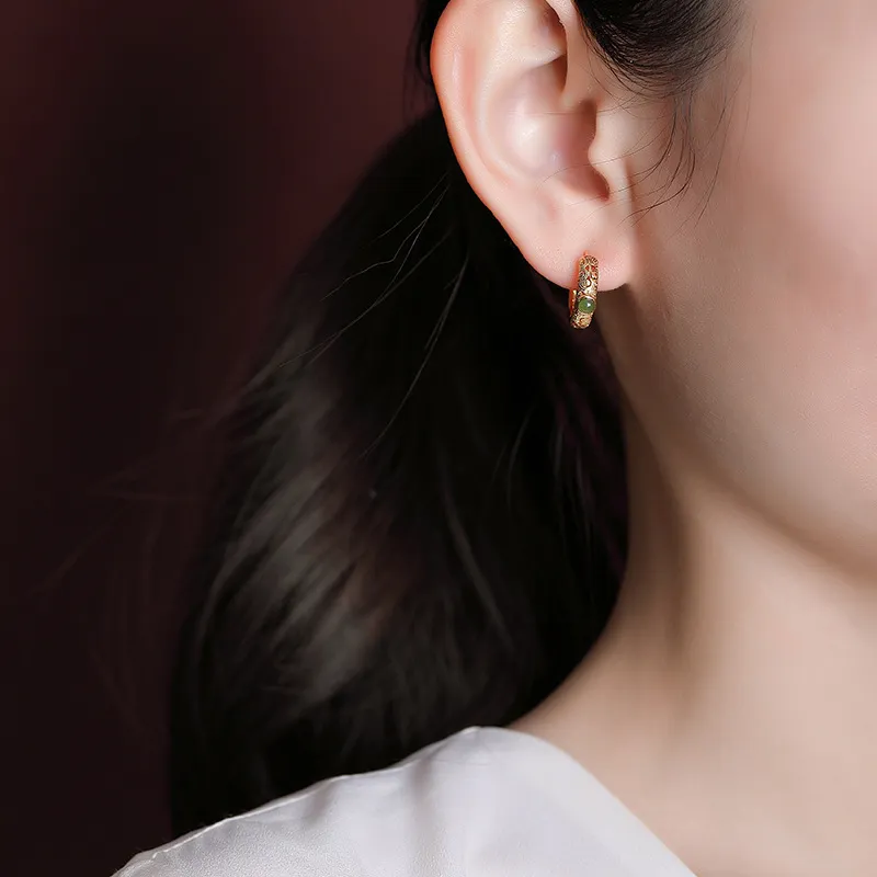 Royal Heaven's Choice Hetian Jade Earrings Jasper Unisex-1
