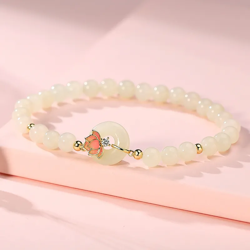 Royal Heaven's Choice Bracelets Pale Greenish White Jade Women's-3