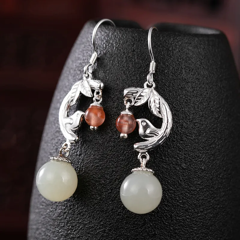Royal Heaven's Choice Earrings Pale Greenish White Jade Unisex-2