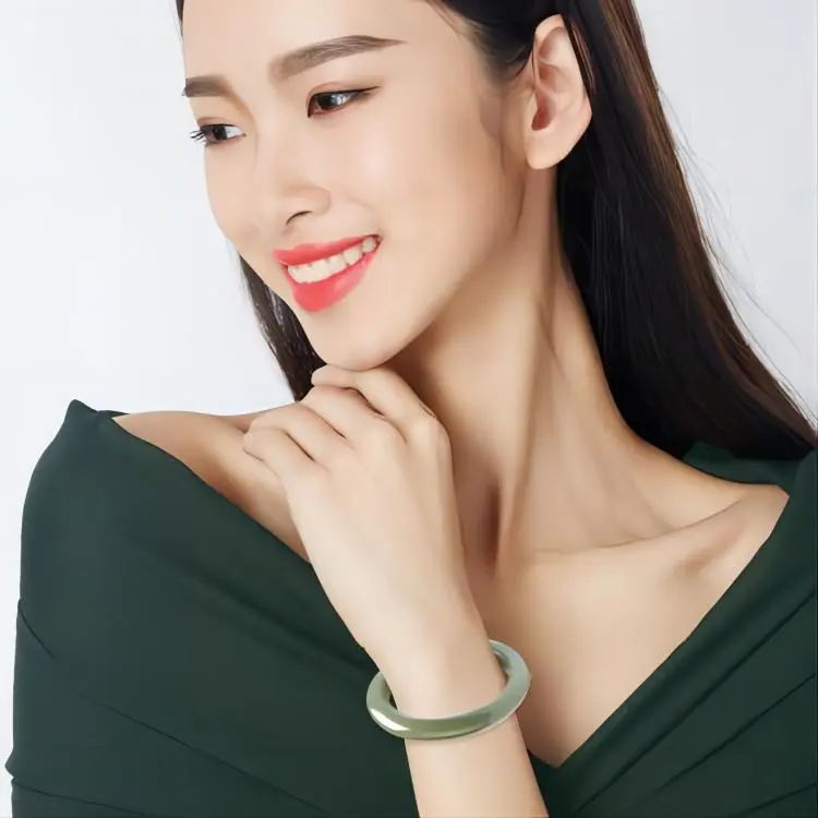 Royal Heaven's Choice Hetian Jade Bangles Green Jade Women's-1