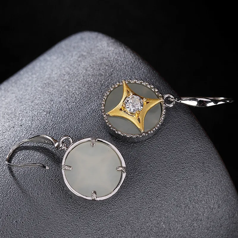 Royal Heaven's Choice Earrings Pale Greenish White Jade Unisex-1