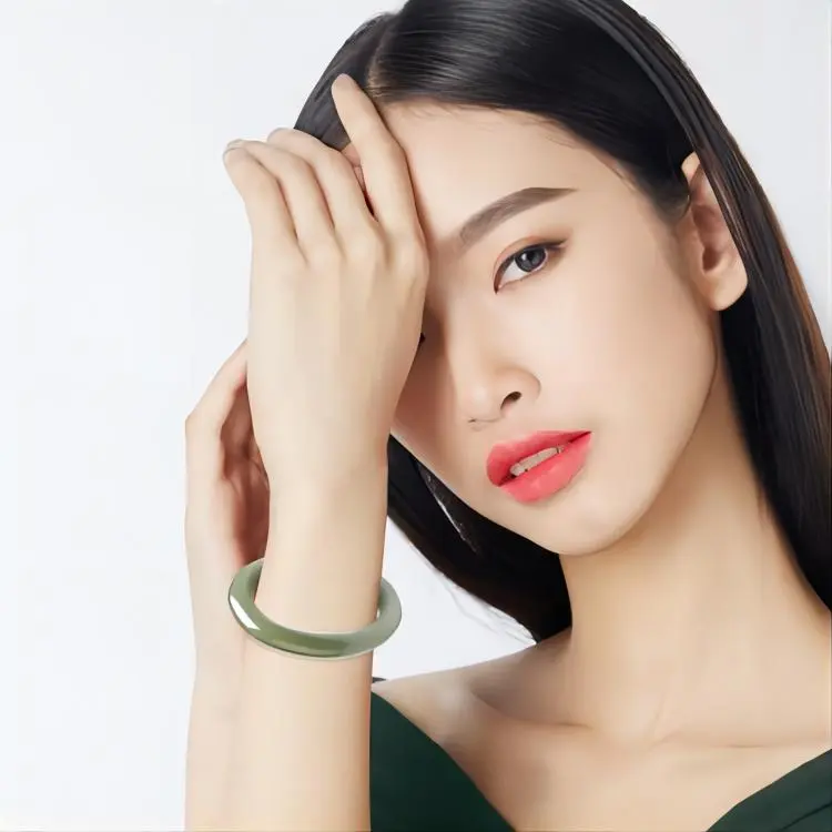 Royal Heaven's Choice Hetian Jade Bangles Green Jade Women's-2