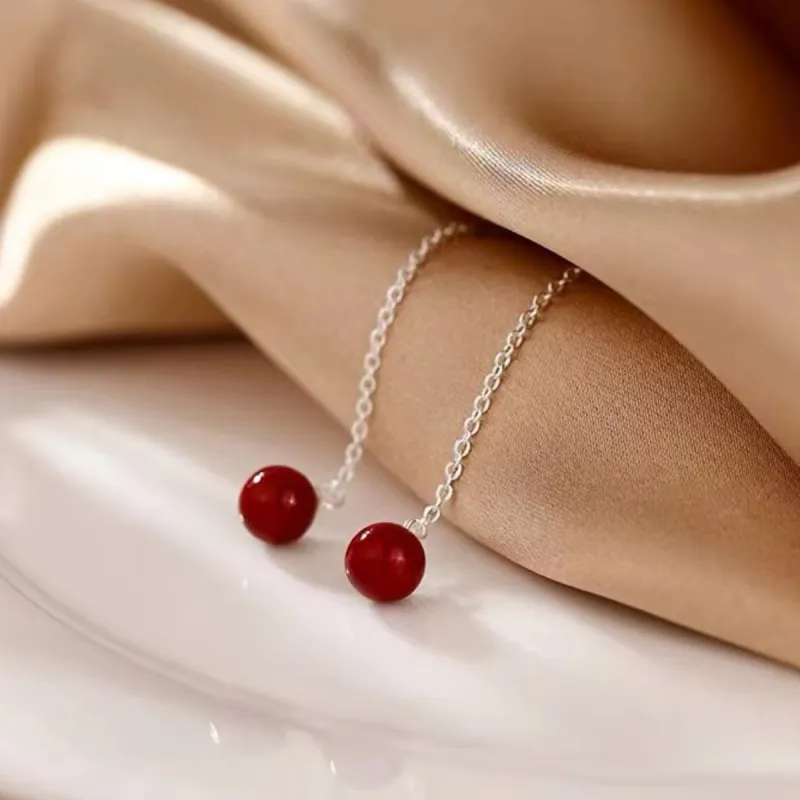 Royal Heaven's Choice Natural Cinnabar Earrings Women's-4