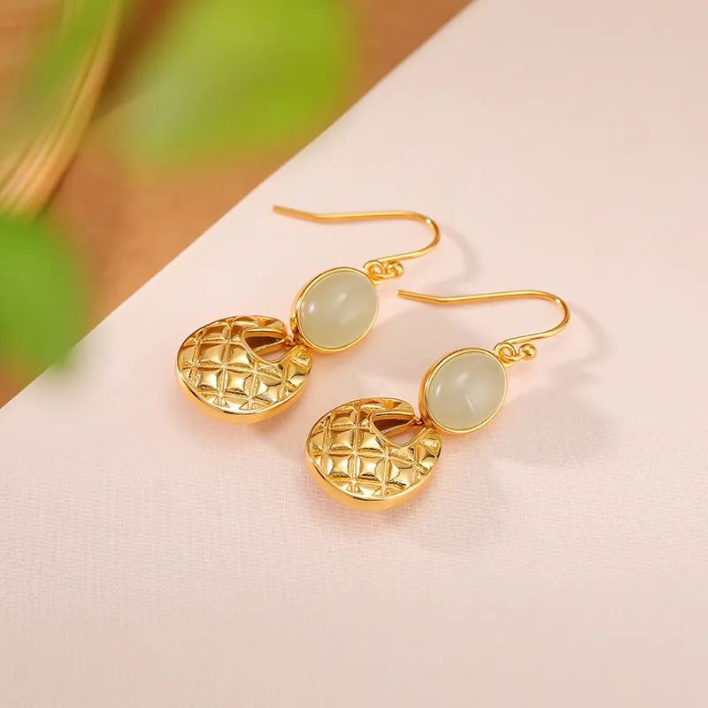 Royal Heaven's Choice Earrings Pale Greenish White Jade Unisex-2