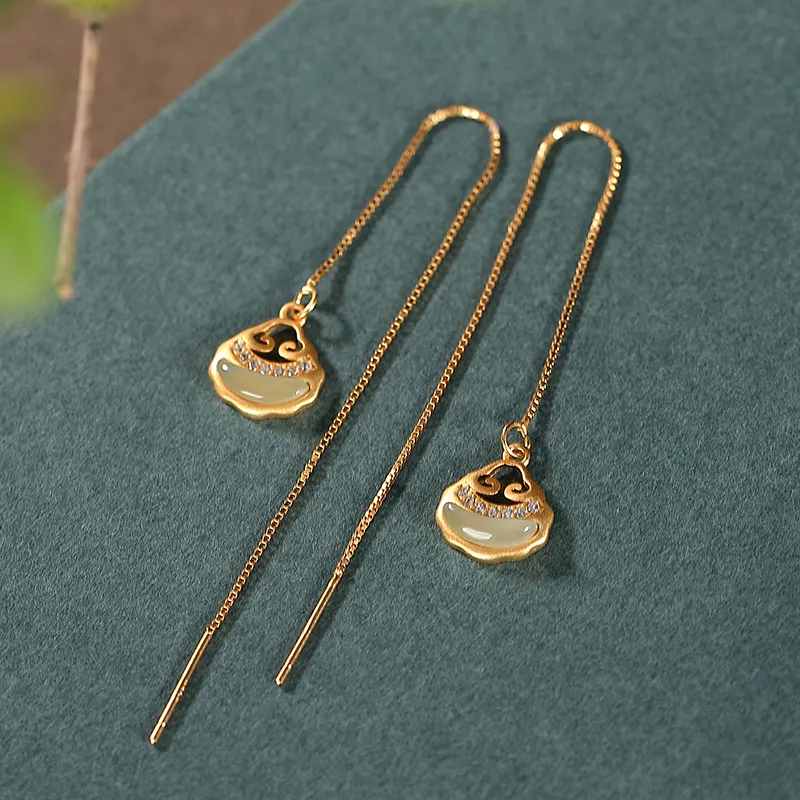 Royal Heaven's Choice Earrings Green Jade Unisex-2