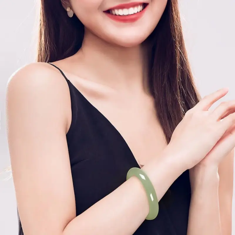Royal Heaven's Choice Hetian Jade Bangles Green Jade Women's-2
