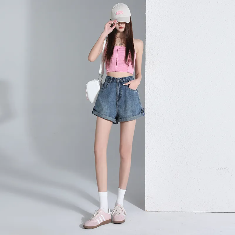 SNOOPY Denim Shorts Women's Vintage Blue-4