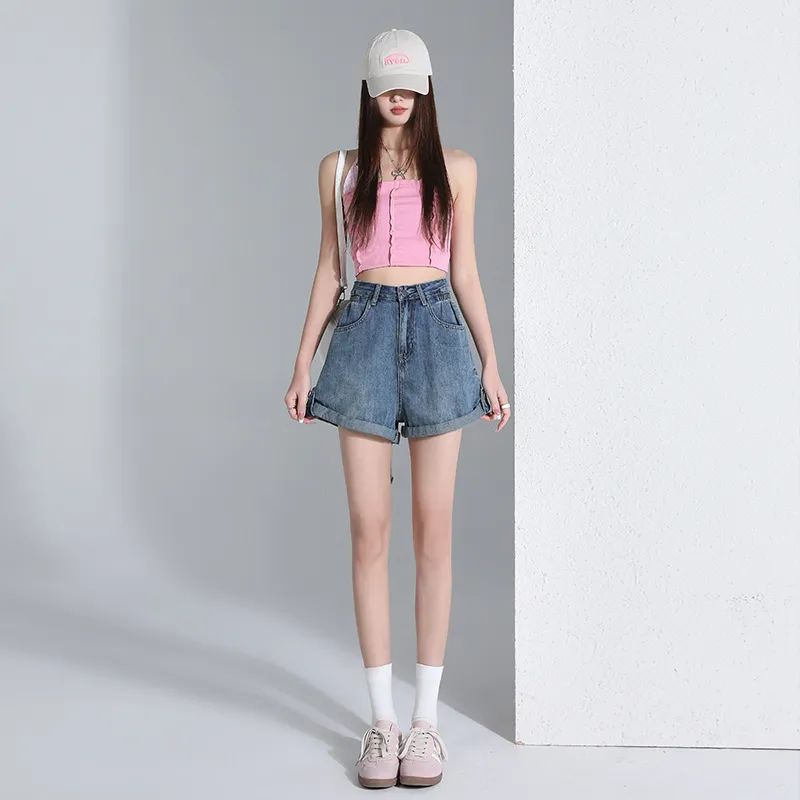 SNOOPY Denim Shorts Women's Vintage Blue-2
