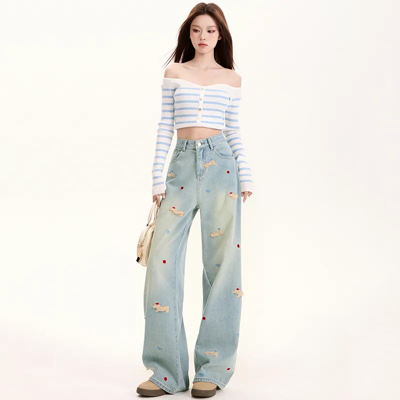 SNOOPY Jeans Women's Light Blue-4