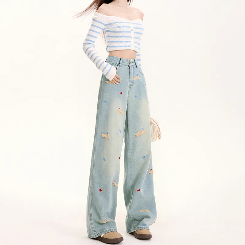 SNOOPY Jeans Women's Light Blue-5