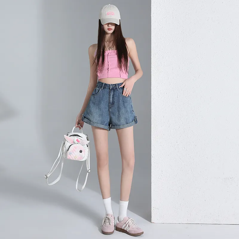 SNOOPY Denim Shorts Women's Vintage Blue-6