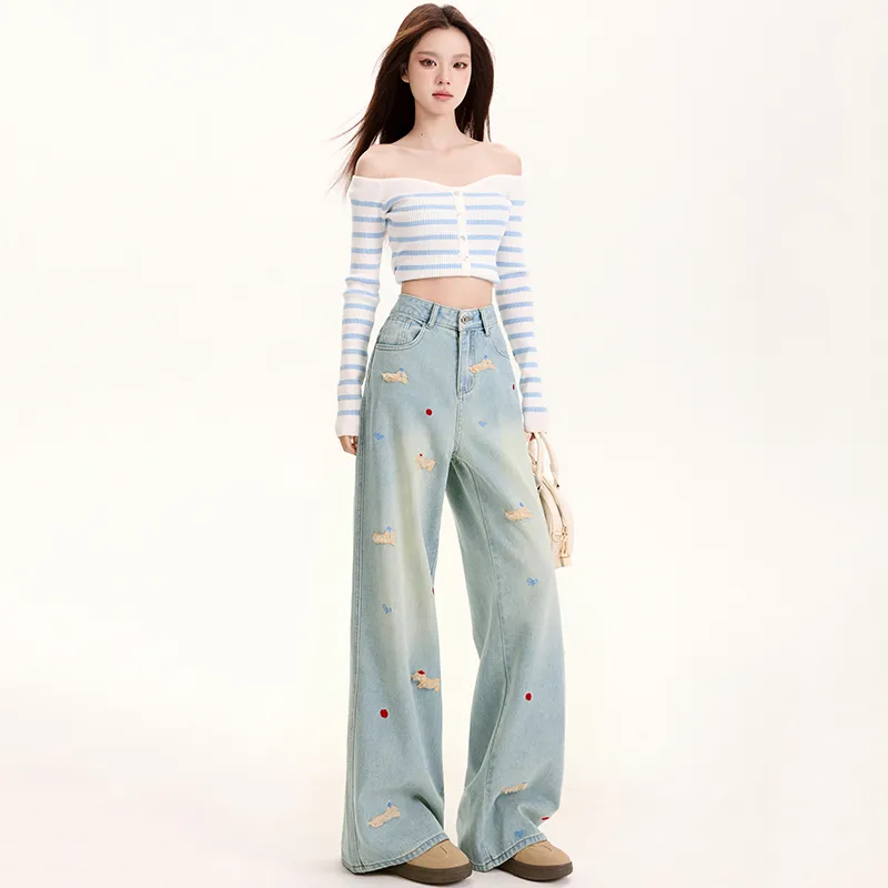 SNOOPY Jeans Women's Light Blue-3