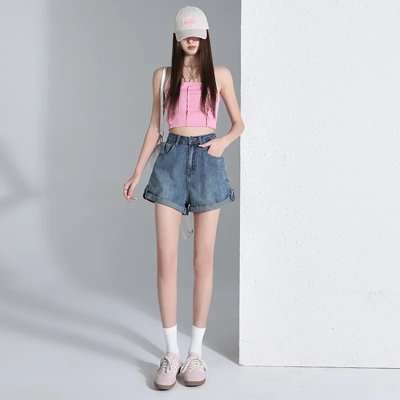 SNOOPY Denim Shorts Women's Vintage Blue-3